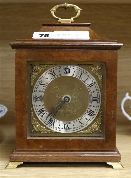 An Elliot walnut mantel timepiece, 23cm